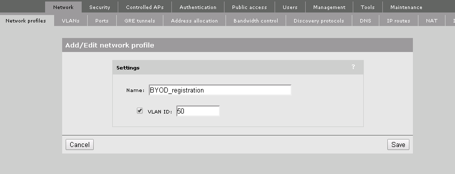 MSM Add Network Profile