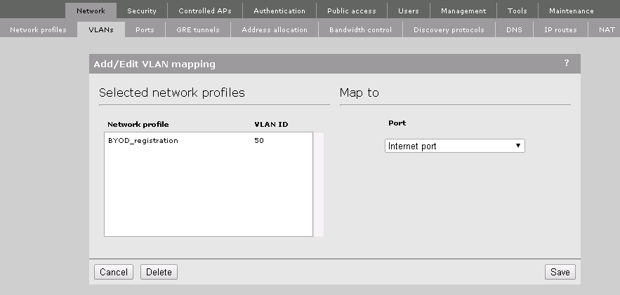 MSM VLAN Mapping