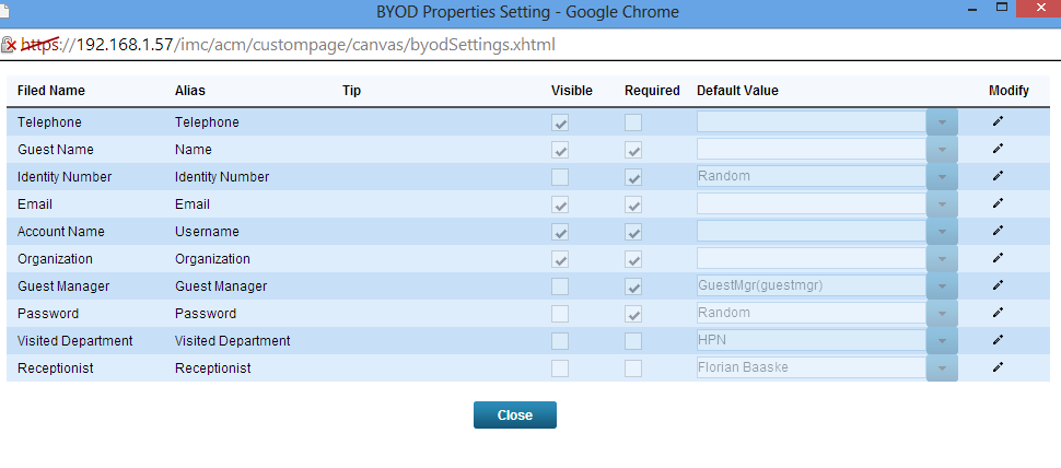 iMC UAM BYOD Page Properties