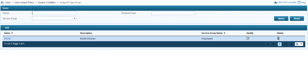 iMC UAM Endpoint Type Group