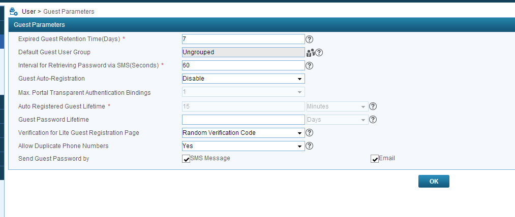 iMC UAM Guest Parameters