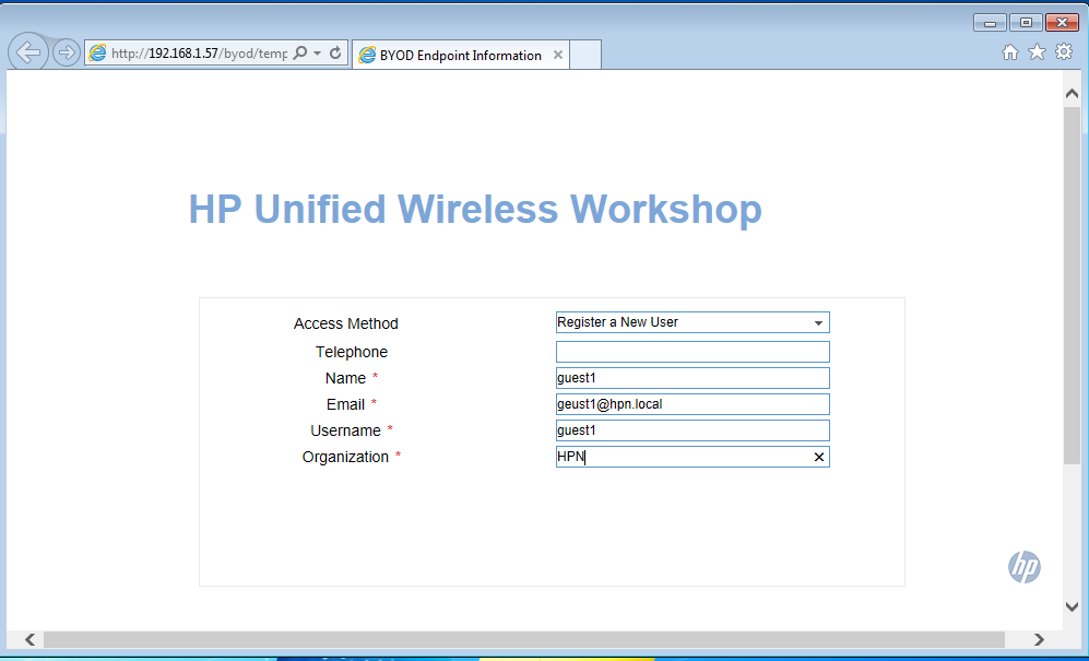 iMC UAM BYOD Registration Page