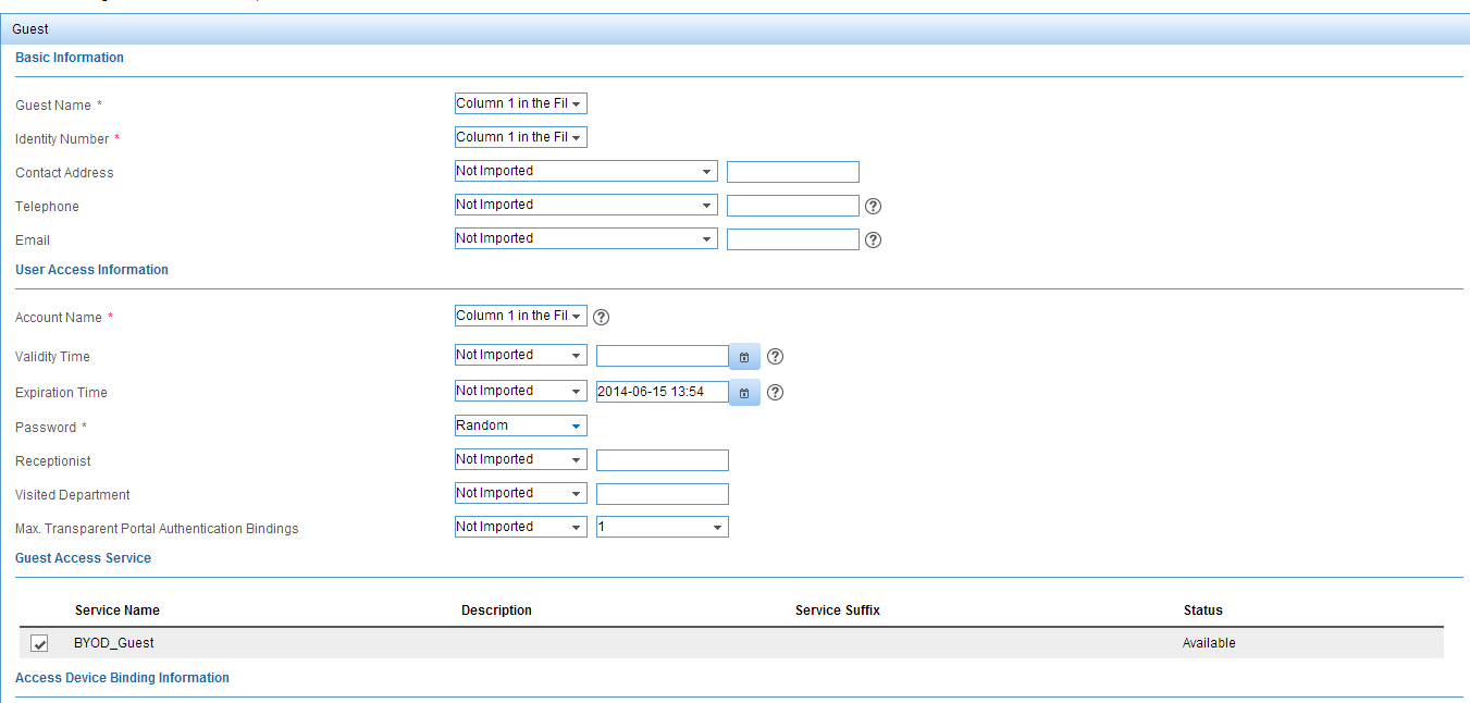 iMC UAM Self-Service Portal Batch Import