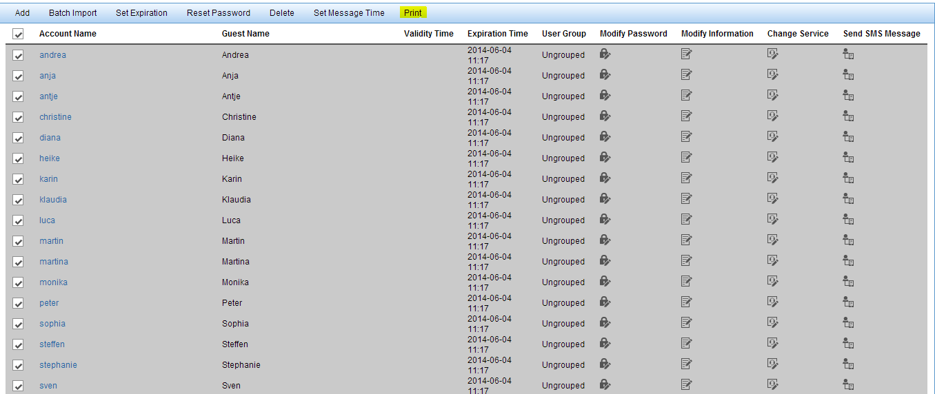 iMC UAM Self-Service Portal Batch Print