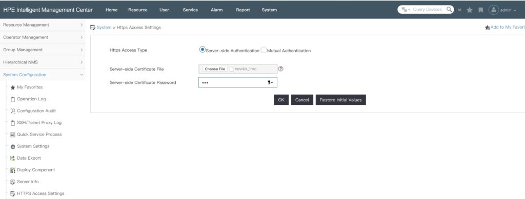 iMC Webserver Certificate - Import the Java Key Store File