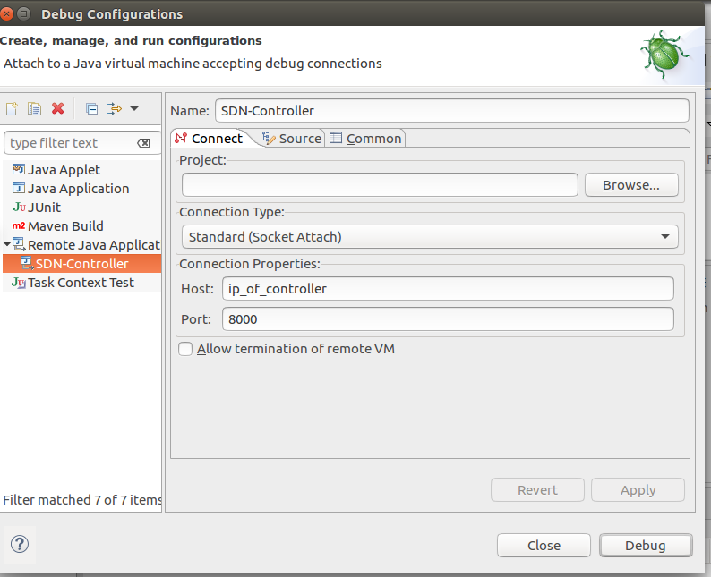 Remote-Java-Application-Configuration-to-Connect-to-the-SDN-Controller