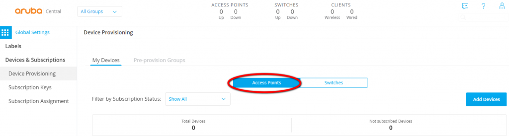 Aruba Central Provisioning Add Access Point