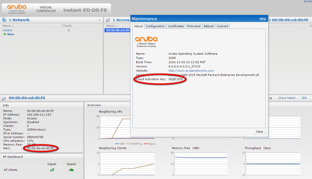 Aruba Central Provisioning Get Access Point Cloud Activation Key