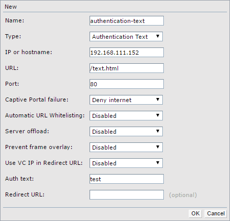 Aruba Instant with External Captive Portal - Portal Profile for Authentication Text