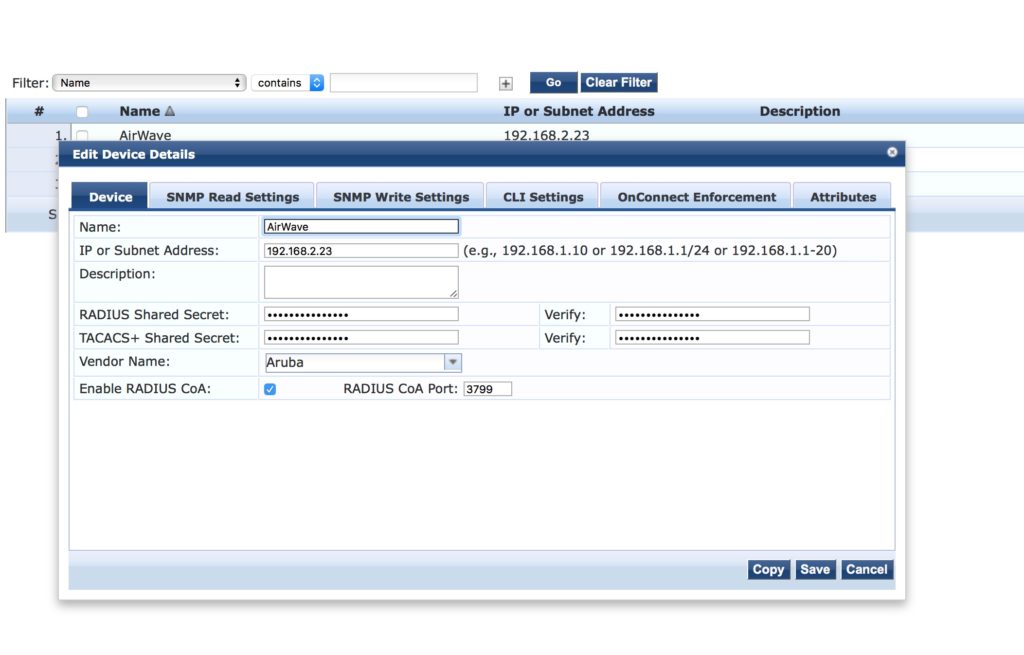 Operator Login - ClearPass Add AirWave