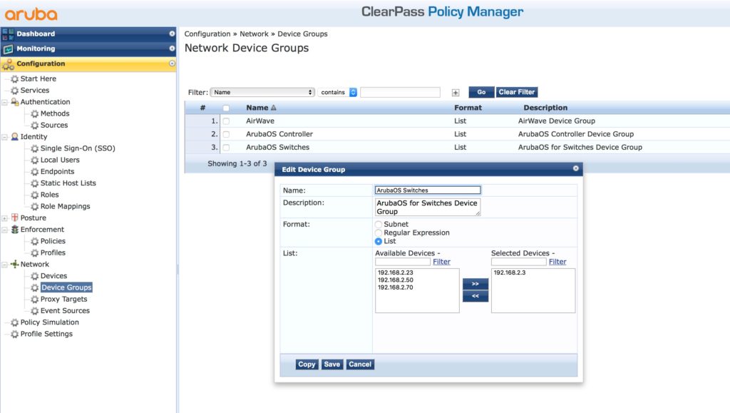 Operator Login with Radius - Add Device Group