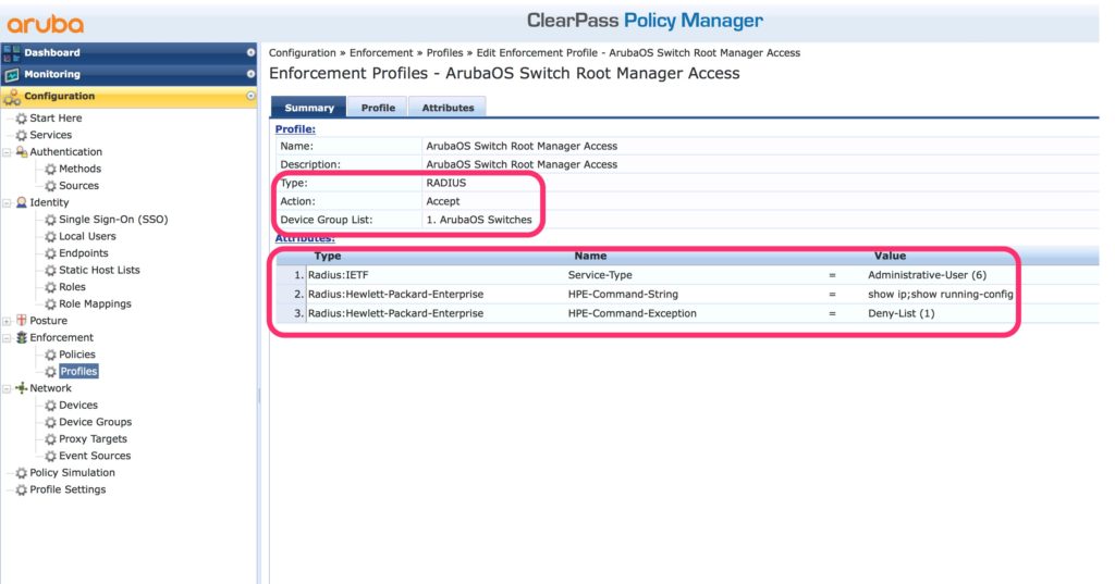 Operator Login with Radius - Add Enforcement Profile