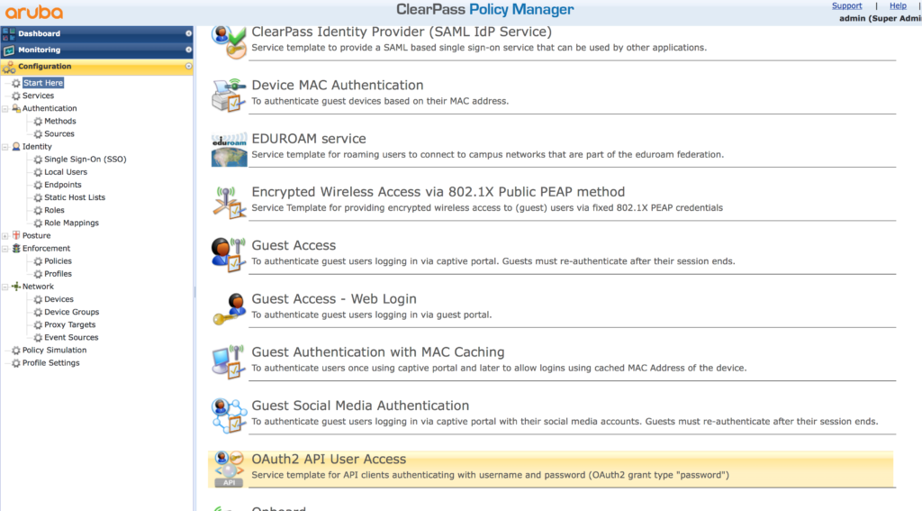 ClearPass RestAPI - Create Rest API Create Service