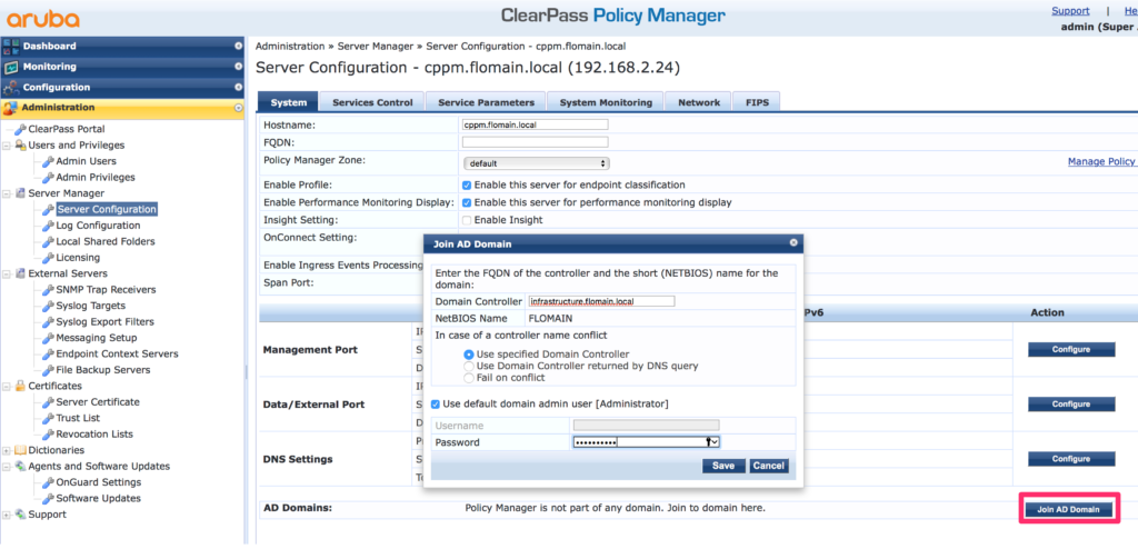 Migrate ClearPass - Join AD
