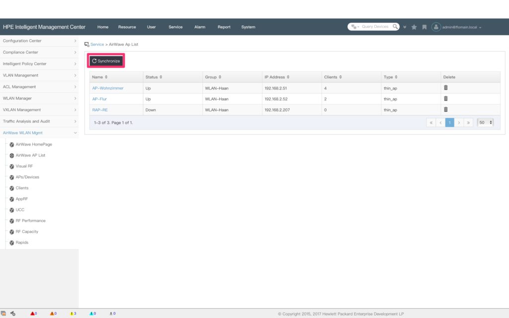 Sync Airwave AP's to iMC - AirWave AP List in iMC