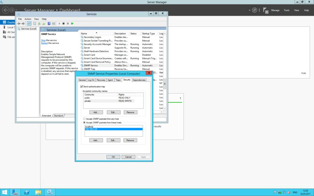 iMC DHCP Agent: Configure SNMP Service on Windows Server