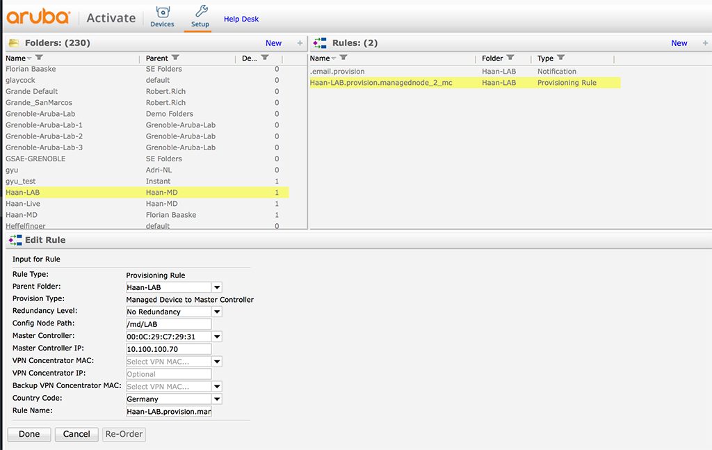 Controller Deployment - Create Provisioning Rule in Activate