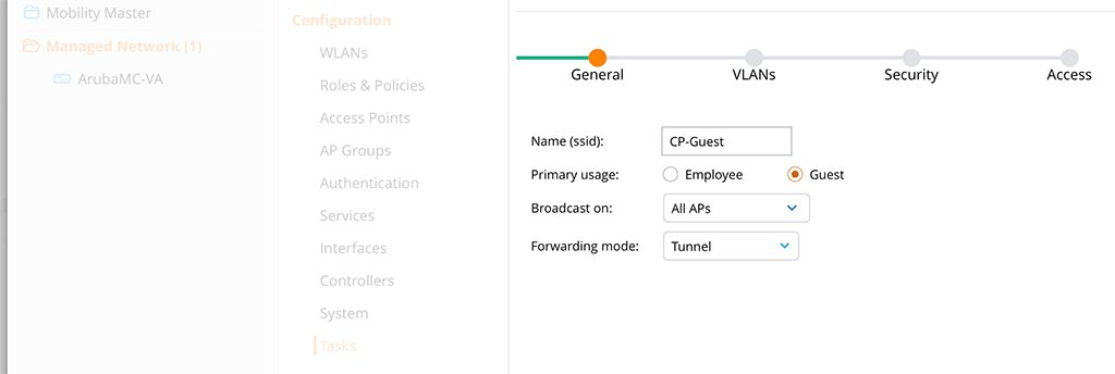 Captive Portal without PEFNG - Create WLAN