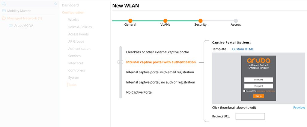 Captive Portal without PEFNG - Create WLAN Security