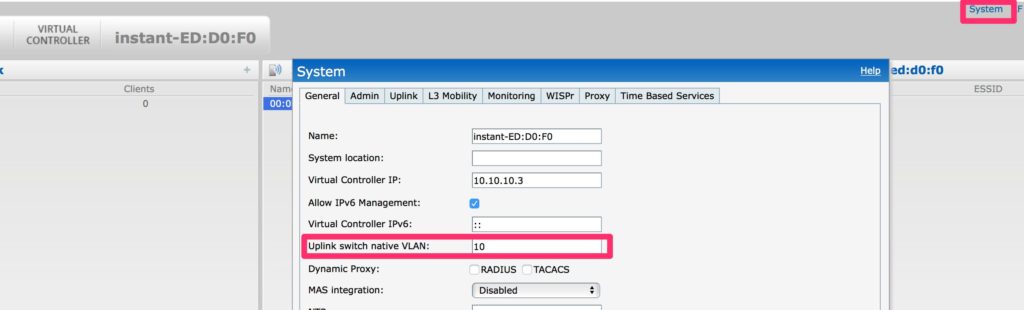 Change the Management VLAN – Configure Uplink VLAN