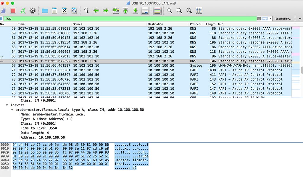 Unified Aruba Controller Discovery - DNS Request aruba-master