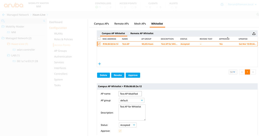 Modify Device in the Whitelist