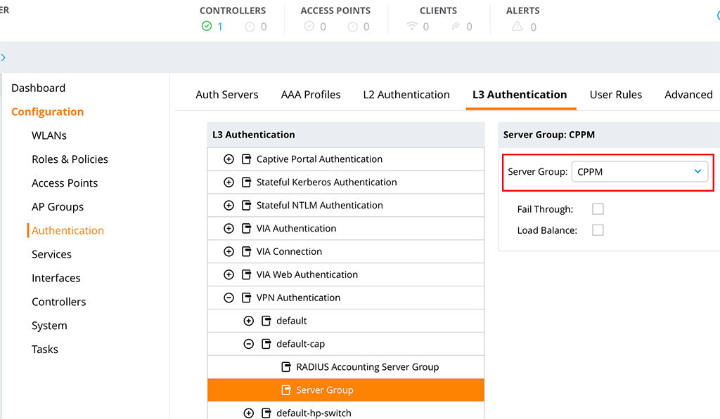 Change Server Group for Whitelist Authentication