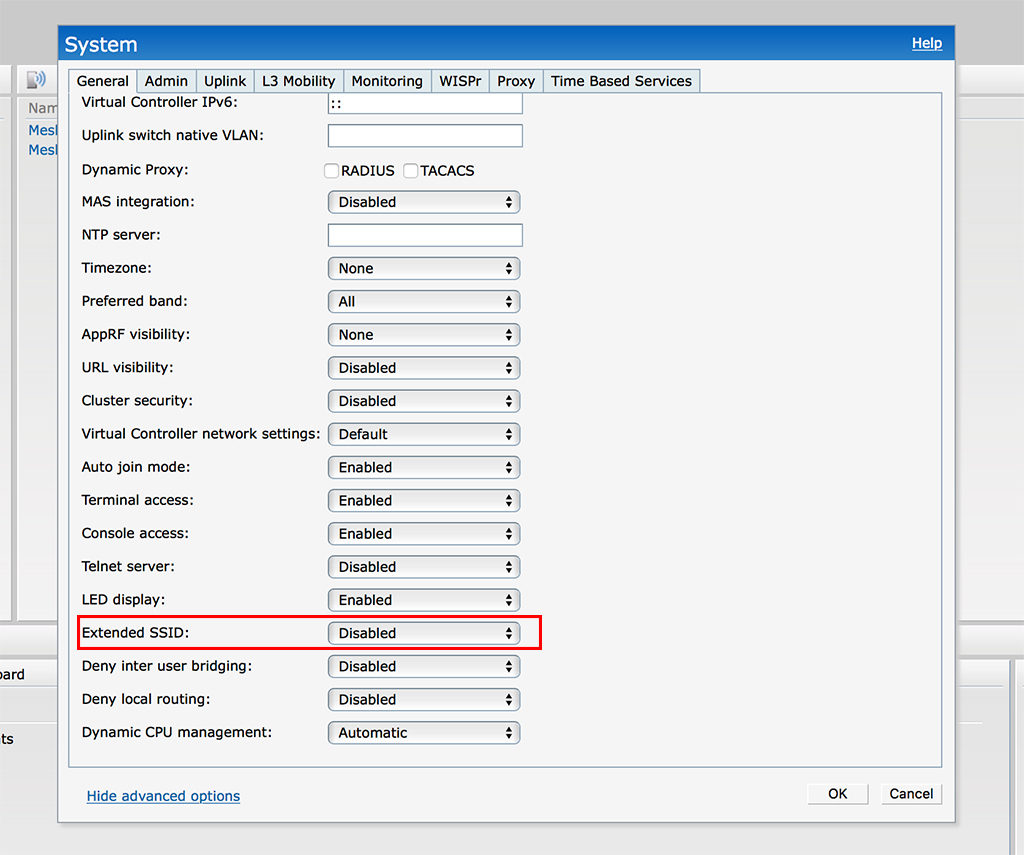 InstantAP Mesh - Disable Extended SSID