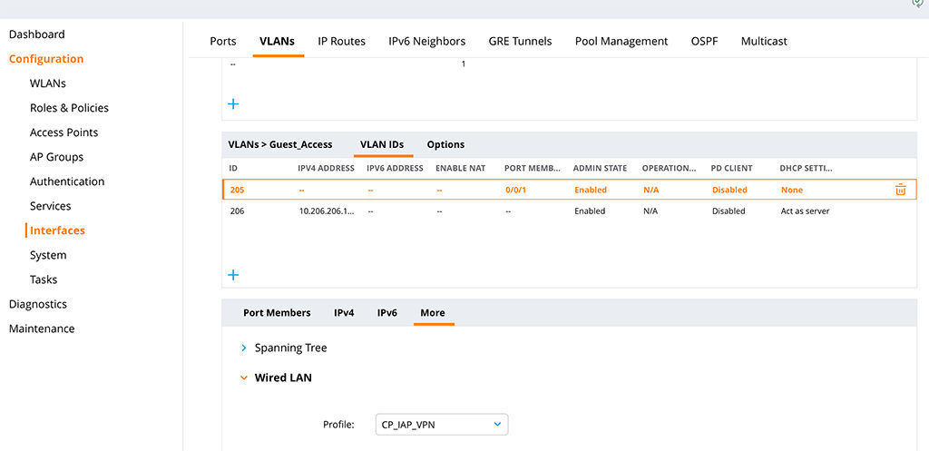 IAP VPN Guest - Add Profile to VLAN