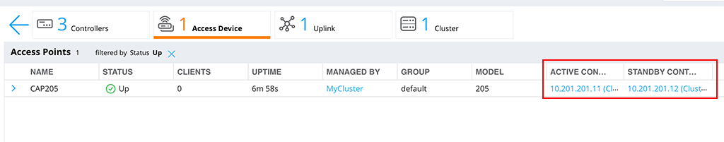 ArubaOS 8 Cluster - Active Standby for the AP