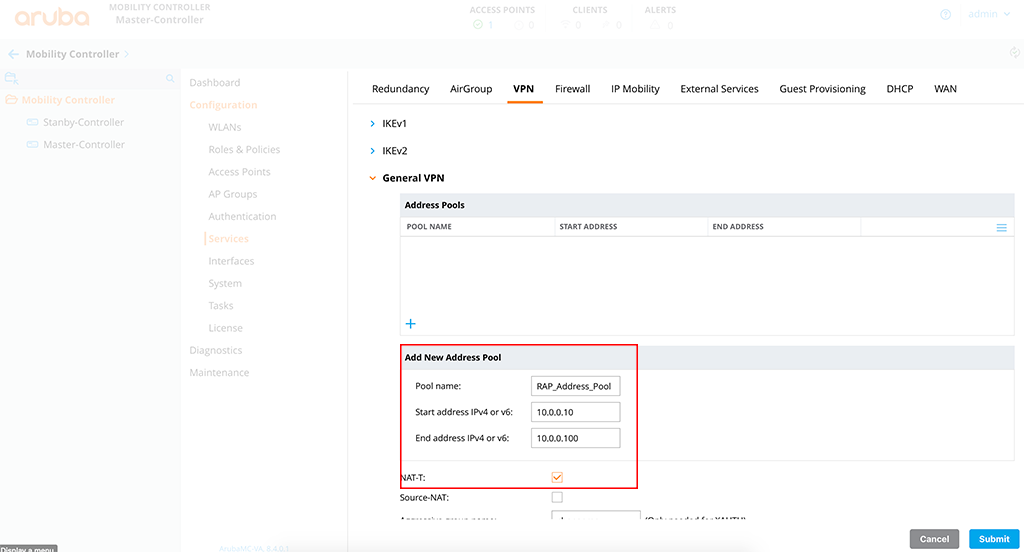 Basic RAP Setup - Add IP Address Pool