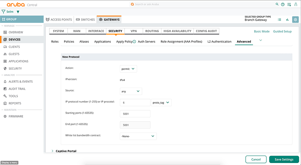 Port Forwarding with SD-Branch - Add ACL Whitelist Entry