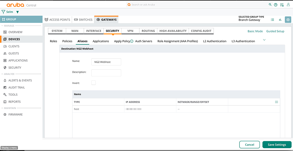 Port Forwarding with SD-Branch - Add Network Aliases