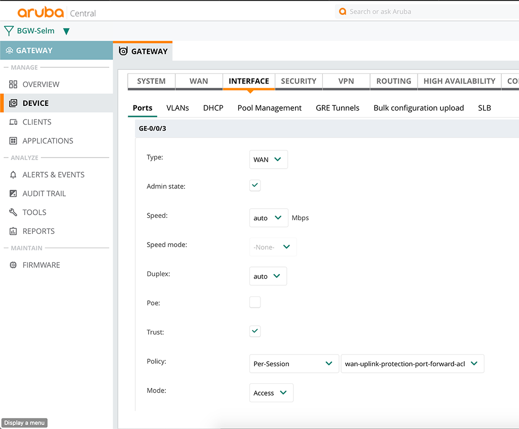 Port Forwarding with SD-Branch - Add Policy to the WAN Port