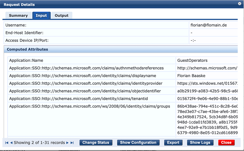 ClearPass SSO with Azure AD - Access Tracker Input