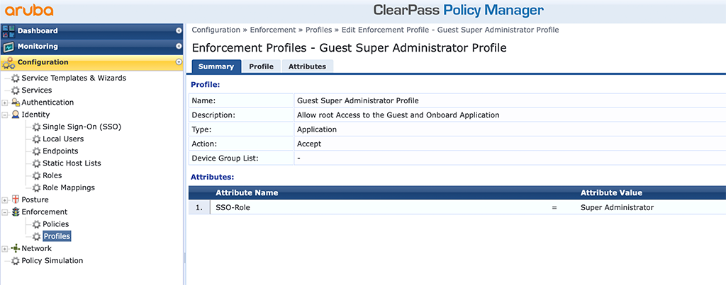 ClearPass SSO with Azure AD - Enforcement Profile