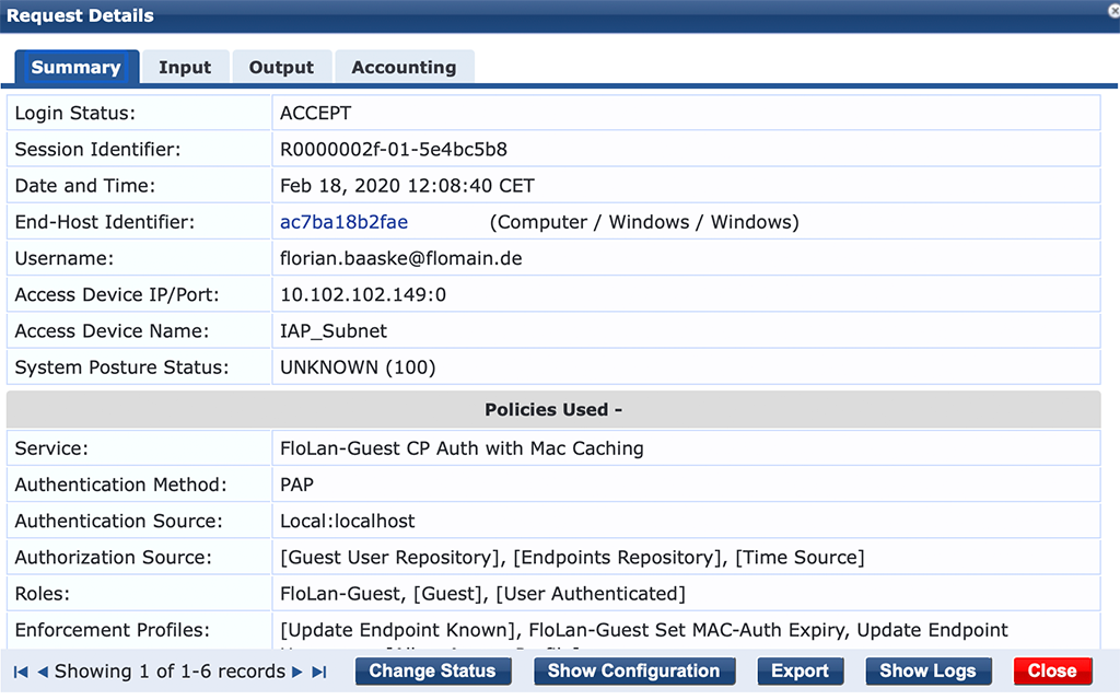 ClearPass Sponsored Guest Login - Captive Portal Auth