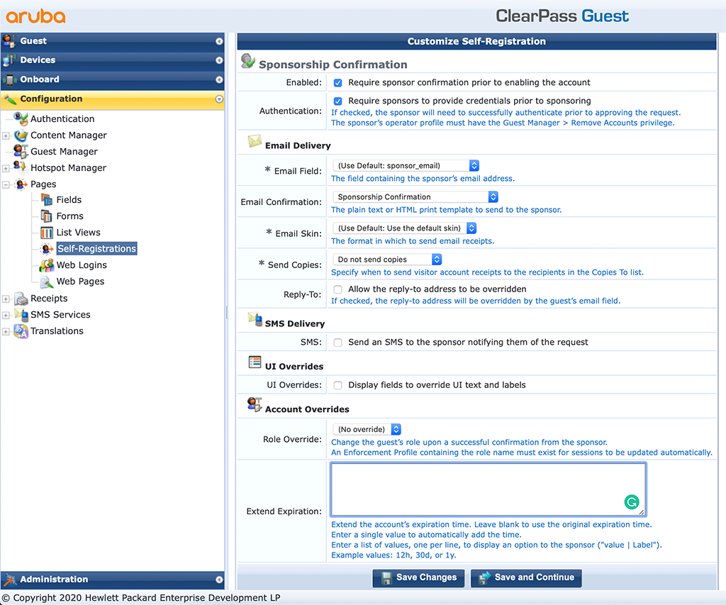 ClearPass Sponsored Guest Login - Enable Sponsor Confirmation