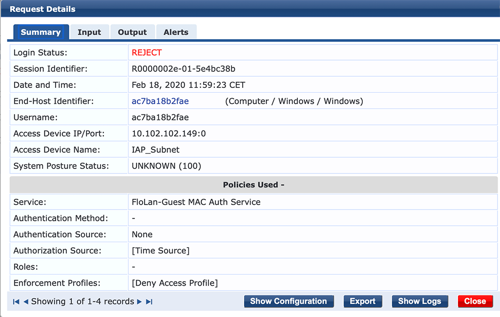 ClearPass Sponsored Guest Login - First MAC Auth Attemped Failed