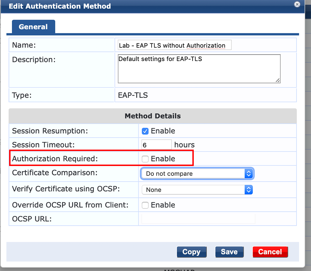 Campus AP Authentication - Add EAP-TLS Method