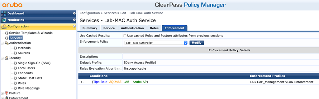 Campus AP Authentication - Add MAC Auth Service Enforcement