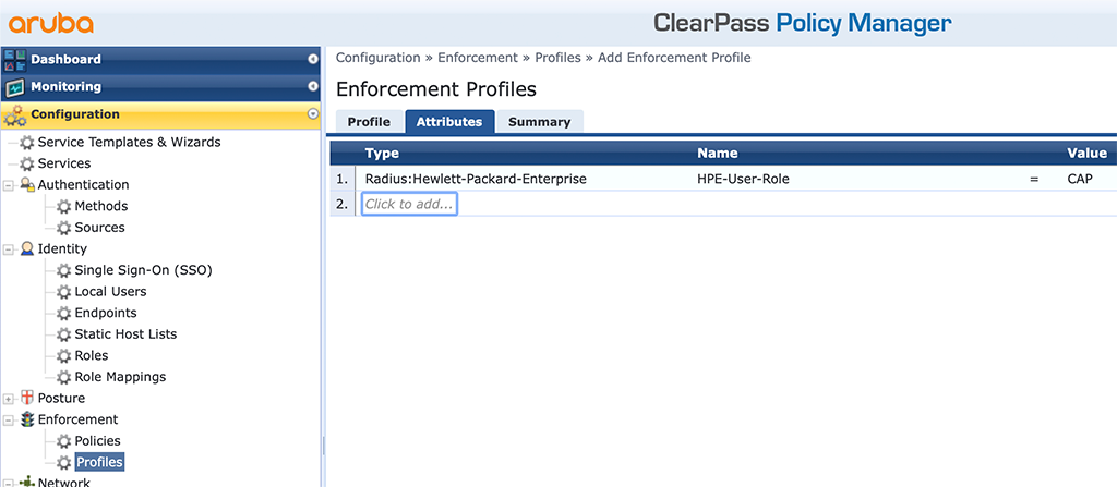 Campus AP Authentication - Add Role Enforcement Profile Attributes