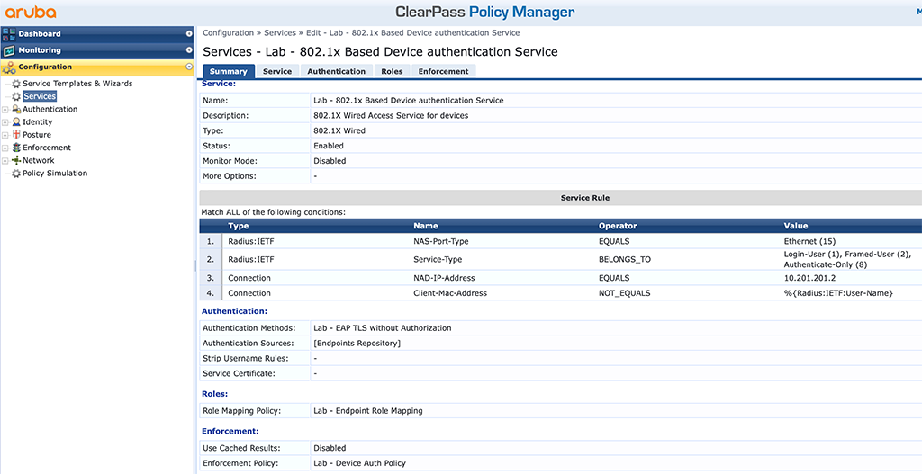 Instant AP Authentication - Add DOT1x Service for TLS