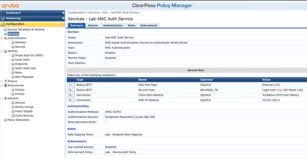 Instant AP Authentication - MAC Auth Service