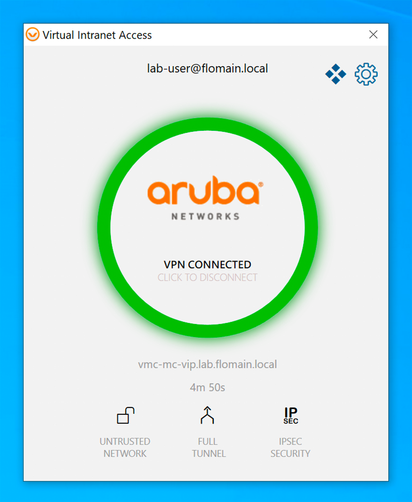 Aruba VIA VPN - Successful VPN Connection