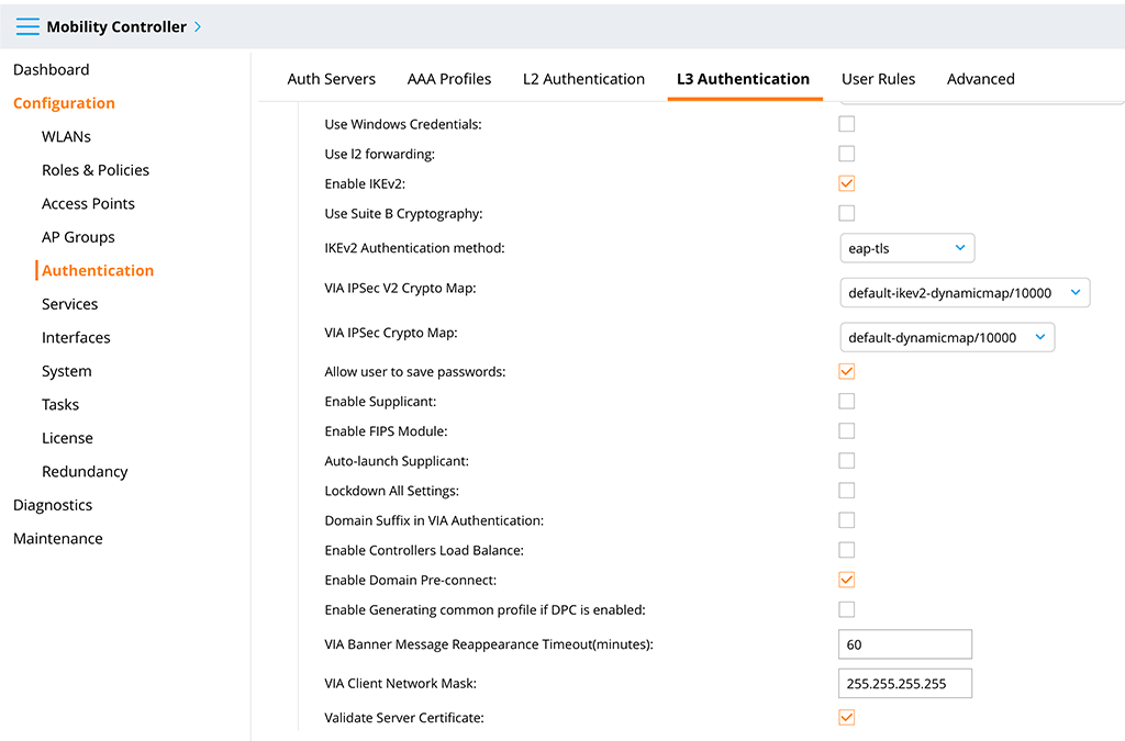 Aruba VIA VPN - VIA Connection Profile Part 2