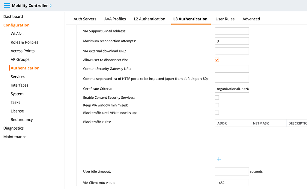 Aruba VIA VPN - VIA Connection Profile Part 3