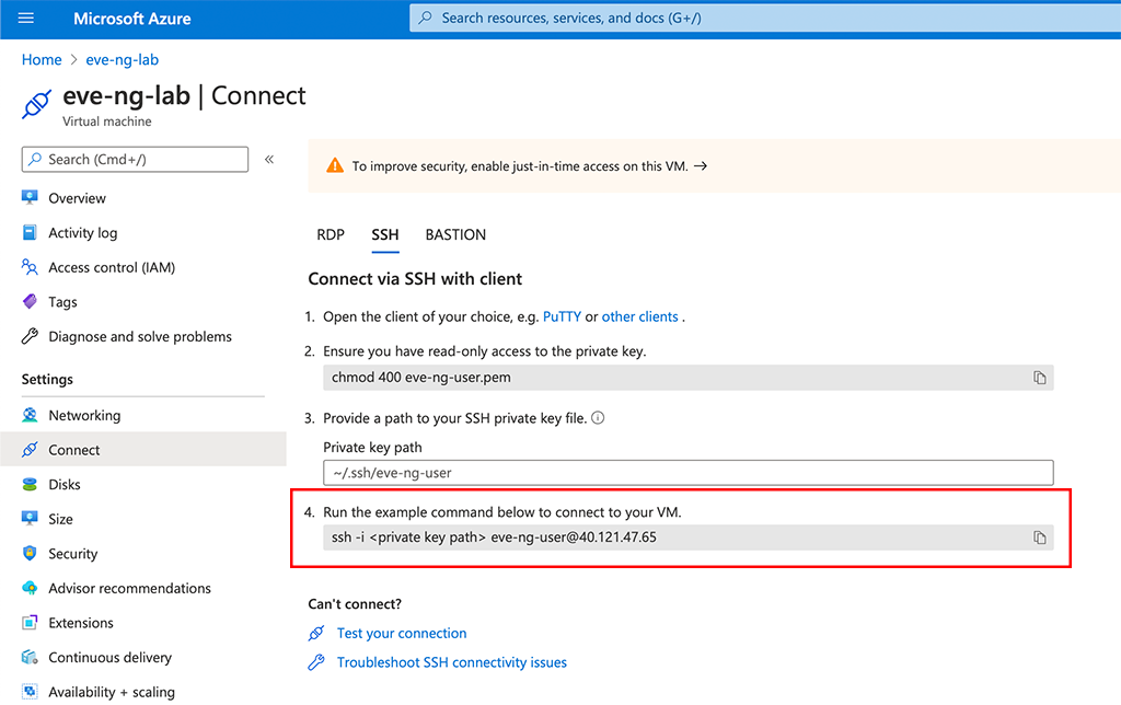 EVE-NG in Azure - Connect to VM