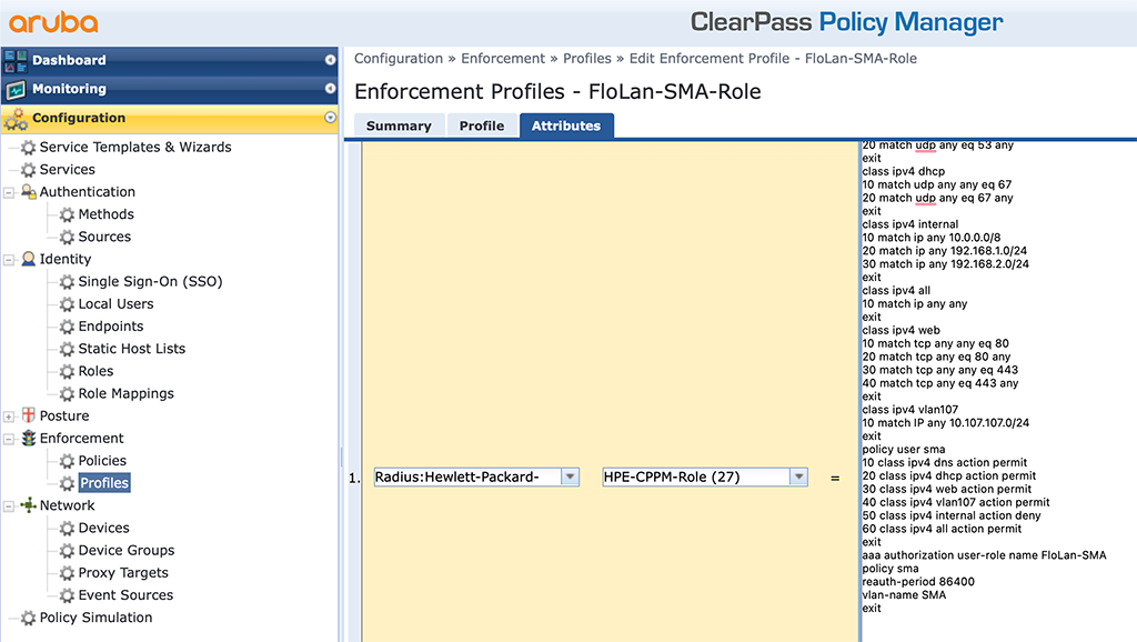 Downloadable User Role - Add DUR Enforcement Profile Attributes