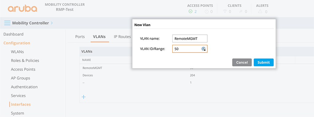 Aruba Remote Mesh - Create the PMV